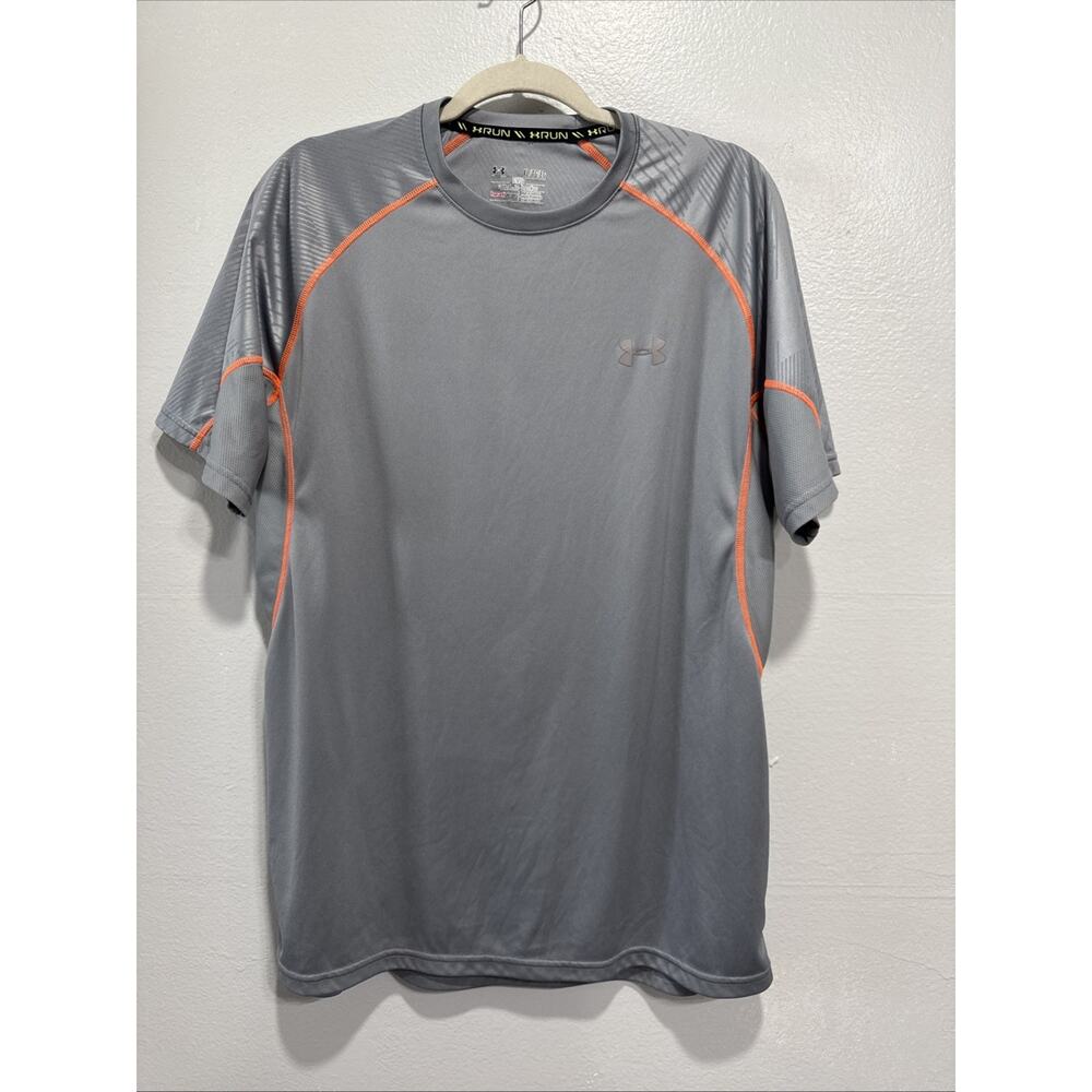 Under Armour HeatGear Mens Fitted Shirt Gray XL Athletic Running Gym Activewear
